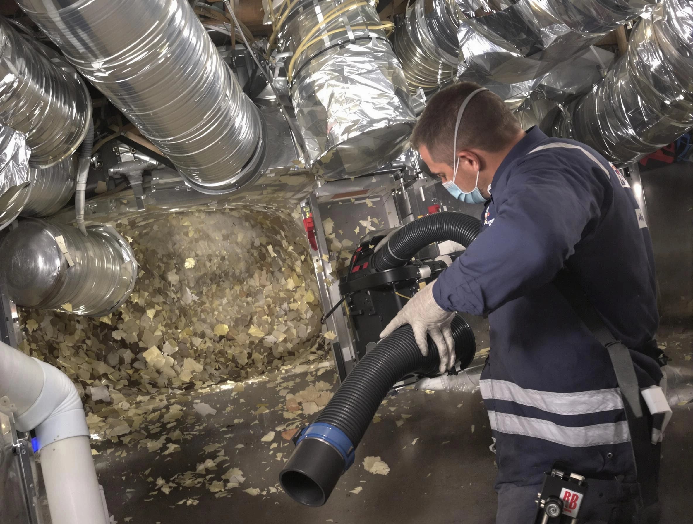 Vinings Air Duct Cleaning specialist operating negative pressure cleaning equipment for thorough duct maintenance in Vinings