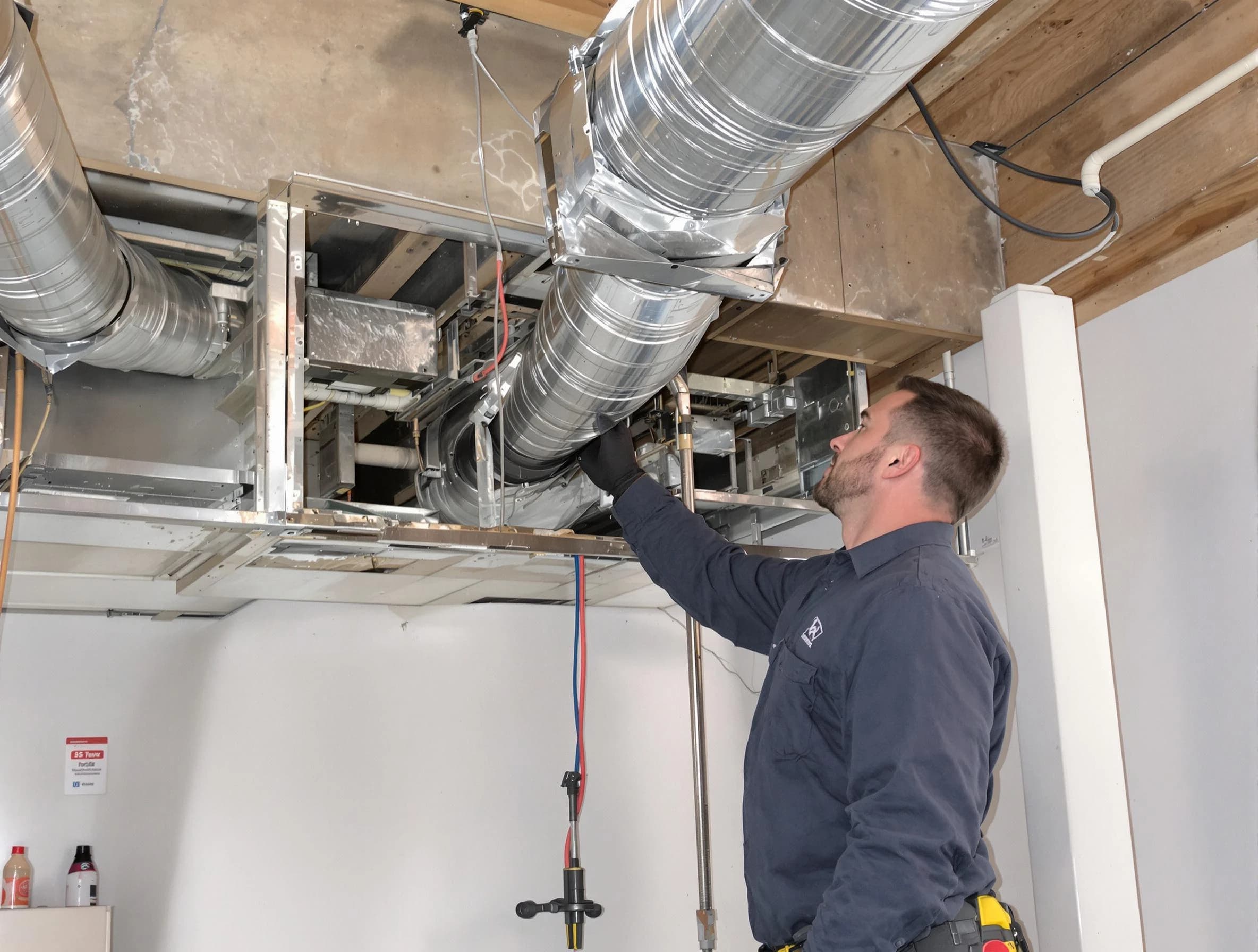 Vinings Air Duct Cleaning technician performing professional air duct repair using specialized tools in Vinings