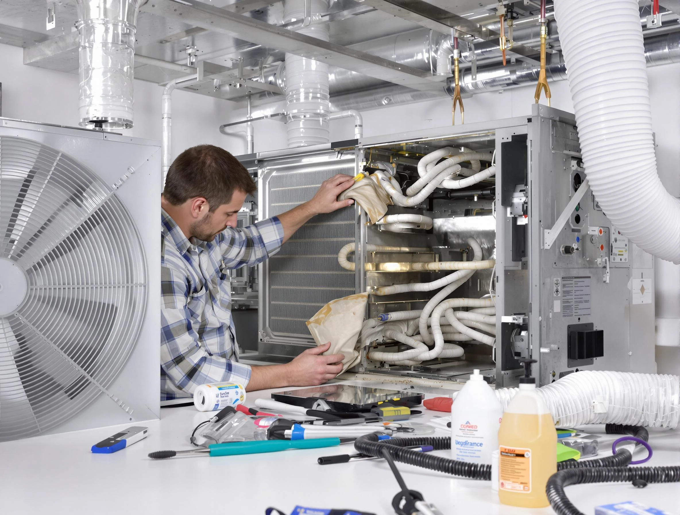 Vinings Air Duct Cleaning specialist performing precision AC coil cleaning in Vinings