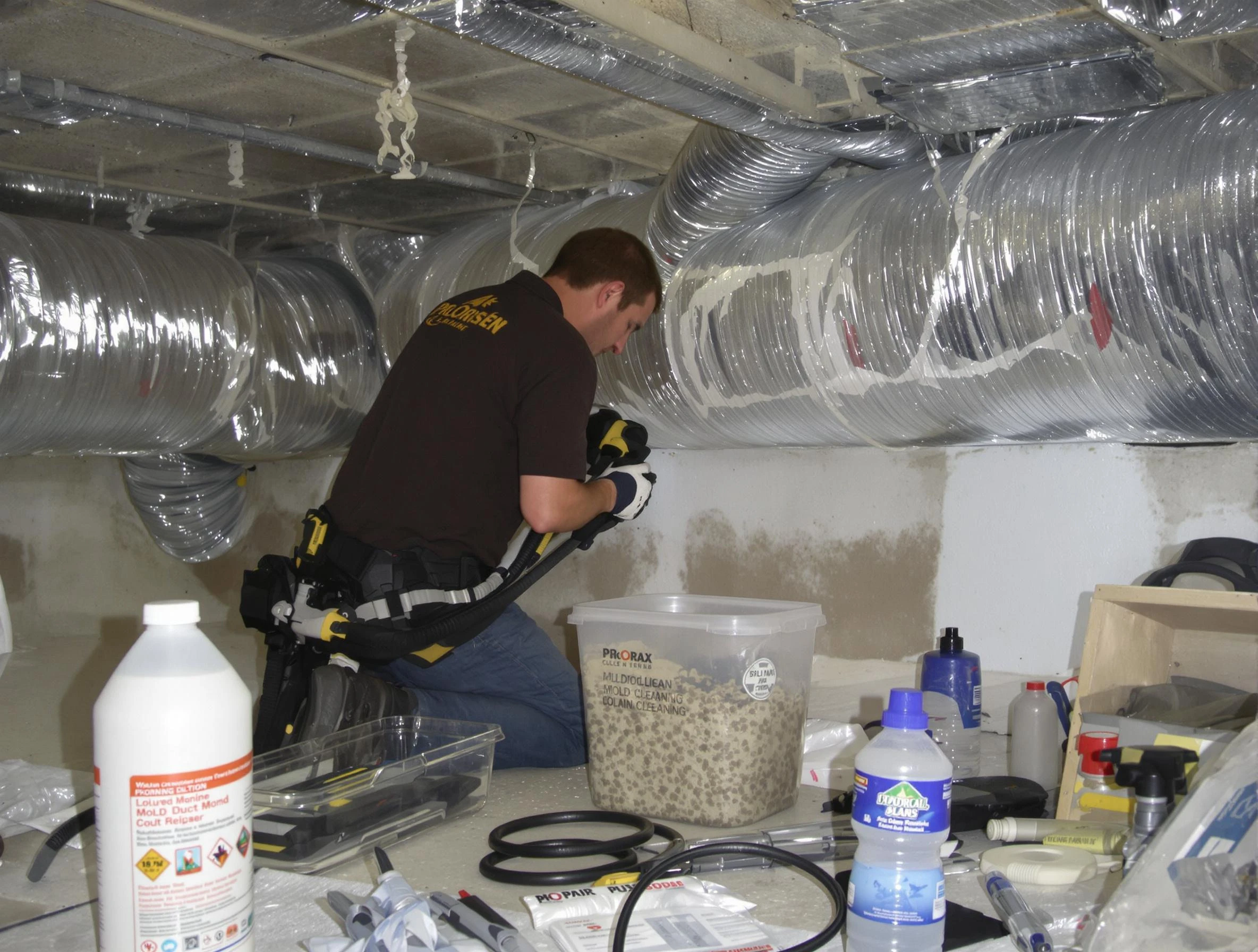 Vinings Air Duct Cleaning specialist performing professional mold removal from air ducts in Vinings